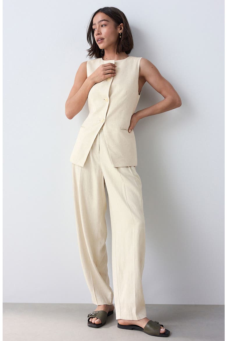 Long Linen Blend Vest, Alternate, color, NEUTRAL