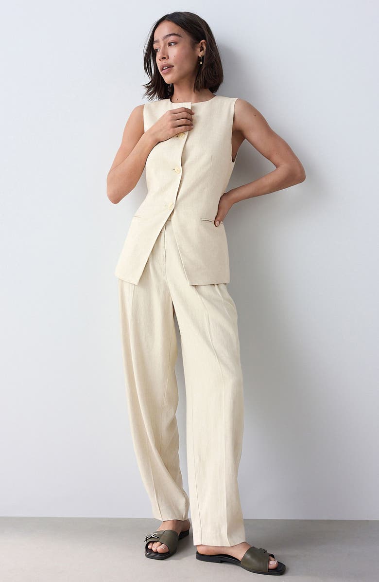 NEXT Long Linen Blend Vest, Alternate, color, Neutral