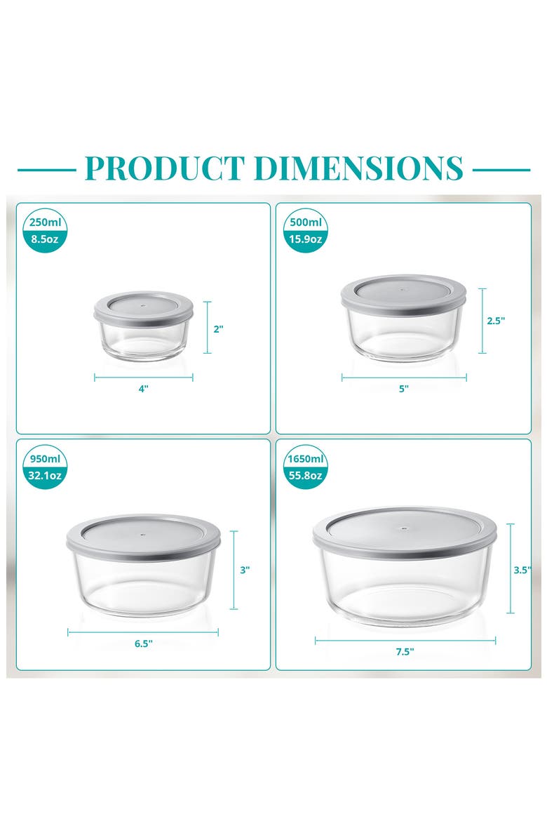 Set of 4 Glass Food Storage Containers, Alternate, color, NO COLOR