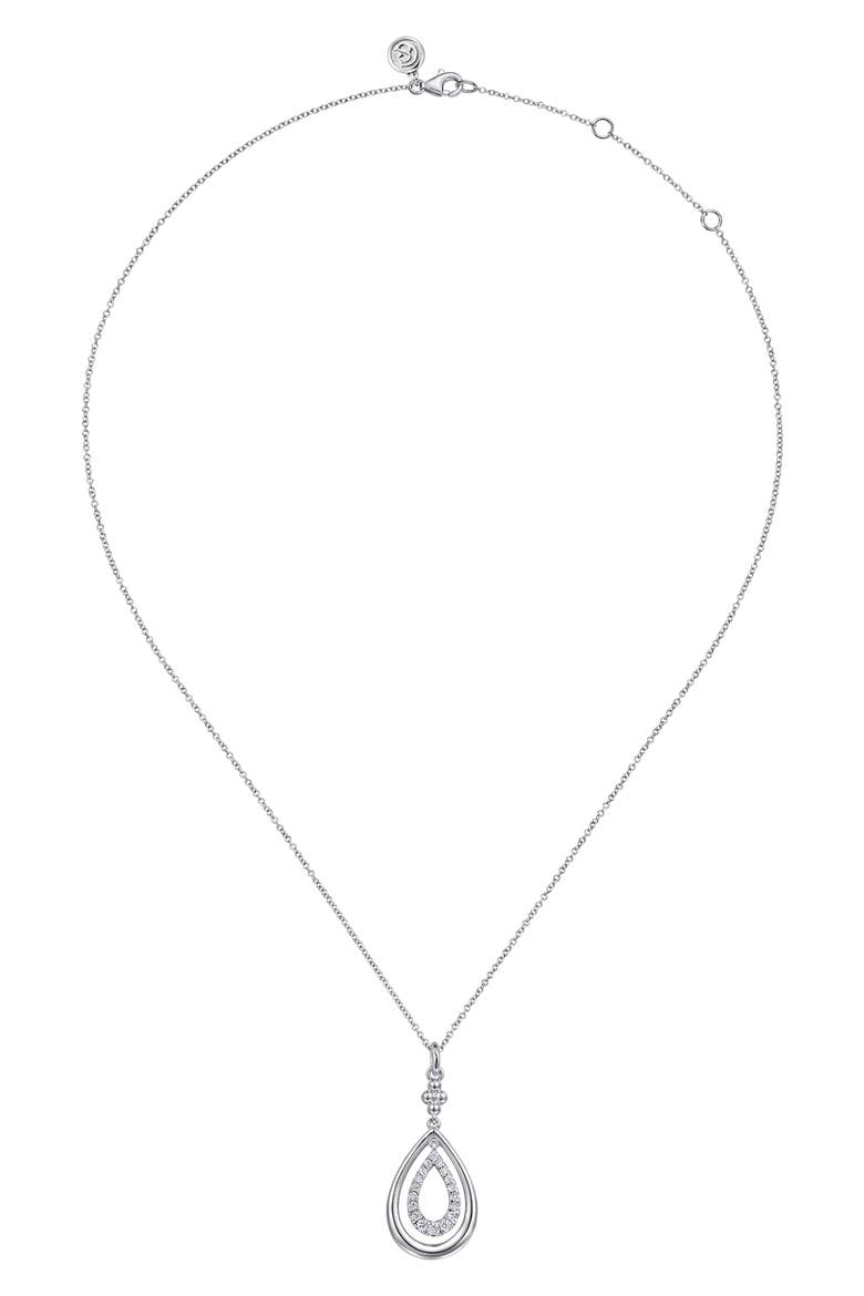 Bujukan White Sapphire Teardrop Pendant Sterling Silver Necklace, Alternate, color, STERLING SILVER