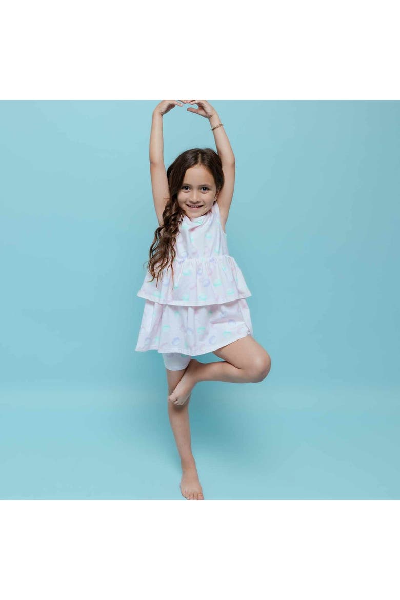 Kids Organic Layered Dress with Matching Biker Shorts, Alternate, color, Macarons
