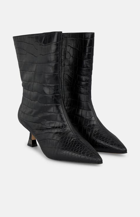 Metallic Heeled Ankle Boot