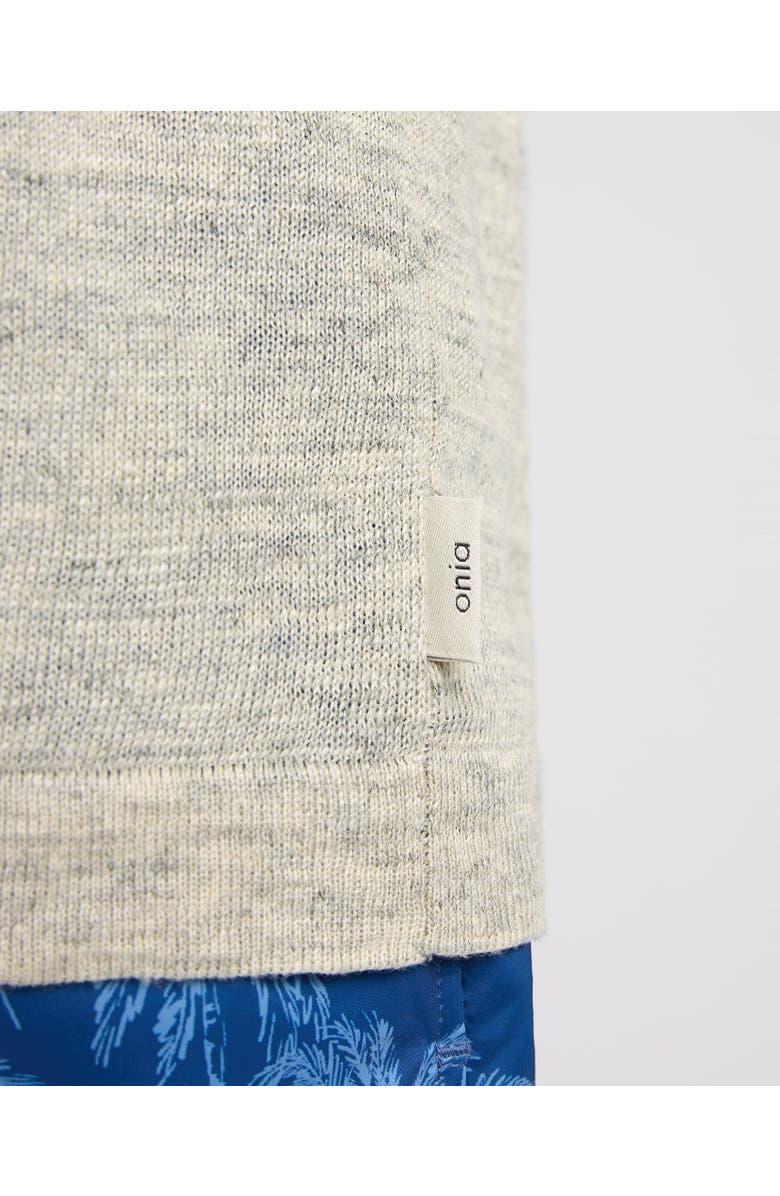 Onia Linen Sweater Polo, Alternate, color, Light Grey Melg