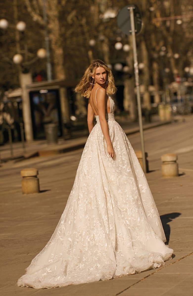 Berta Lace & Tulle Ballgown Wedding Dress, Alternate, color,