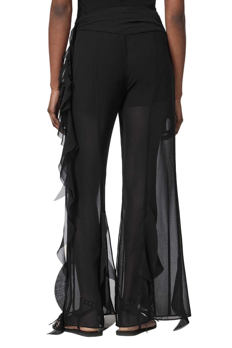Minna Ruffled Wide Leg Trousers, Alternate, color, BLACK