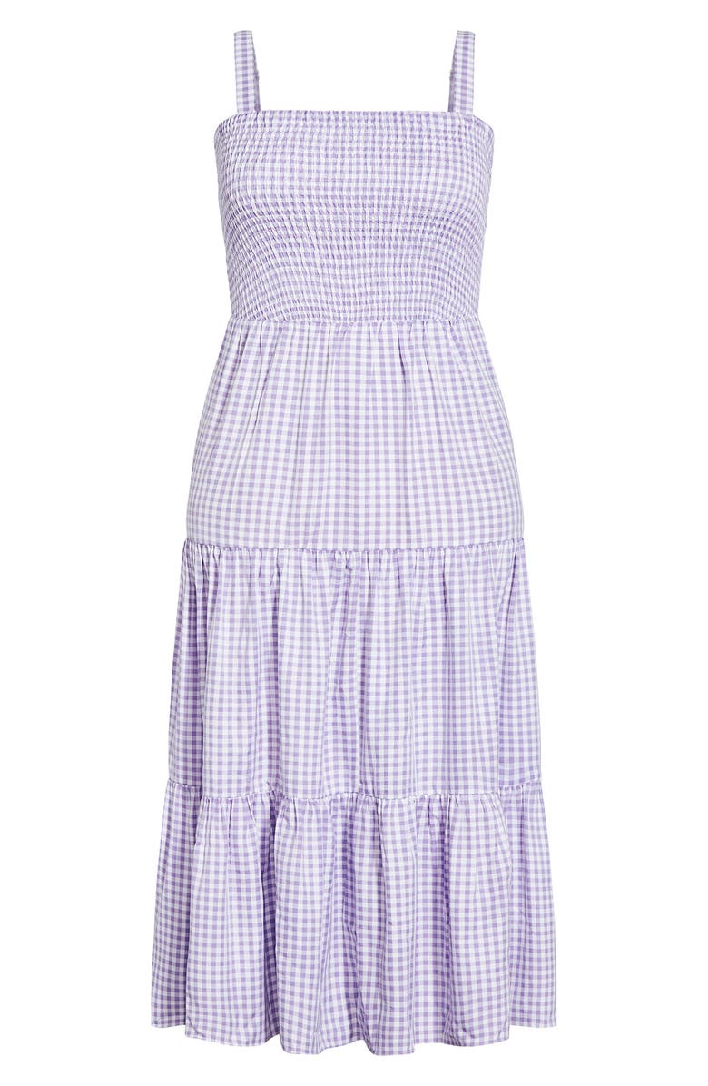 City Chic Gingham Sundress, Alternate, color, Lilac Gingham
