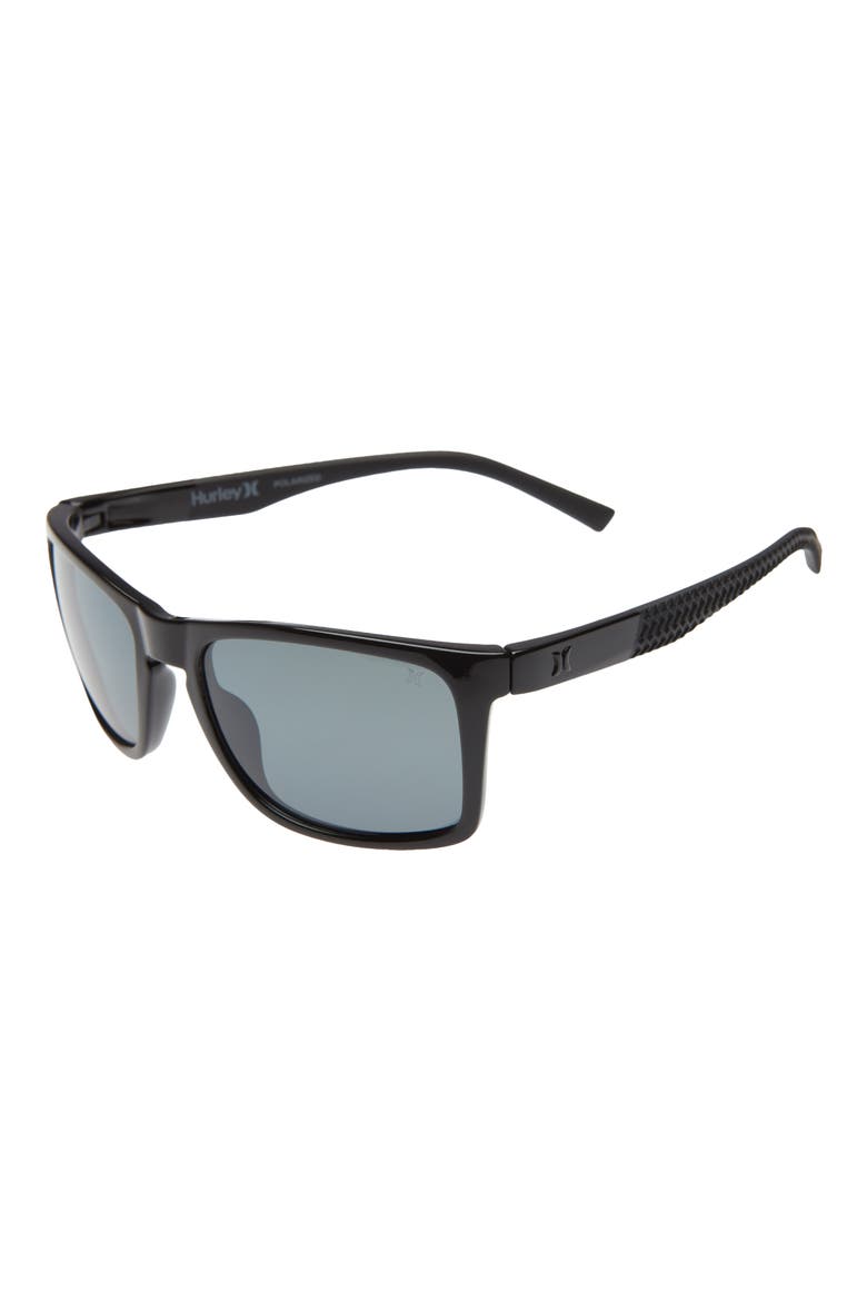 Classics 56mm Polarized Rectangular Sunglasses, Alternate, color, SHINY BLACK/ SMOKE BASE