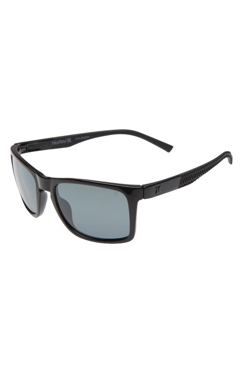 Hurley Classics 56mm Polarized Rectangular Sunglasses, Alternate, color,