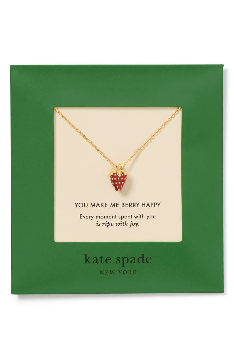 Kate Spade New York you make me berry happy pendant necklace, Alternate, color, Red.