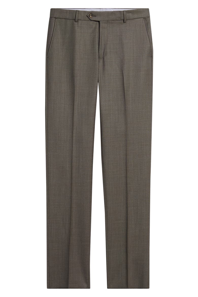 Crossbred Flat Front Wool Dress Pants, Alternate, color, BROWN