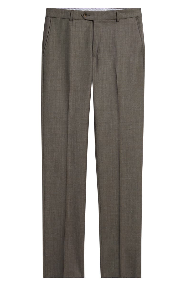 Berle Crossbred Flat Front Wool Dress Pants, Alternate, color, Brown