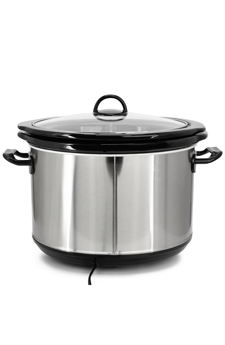 Megachef 6 Quart + 2.6 Quart Split Stainless Steel Electric Slow Cooker in SIlver, Alternate, color, Grey