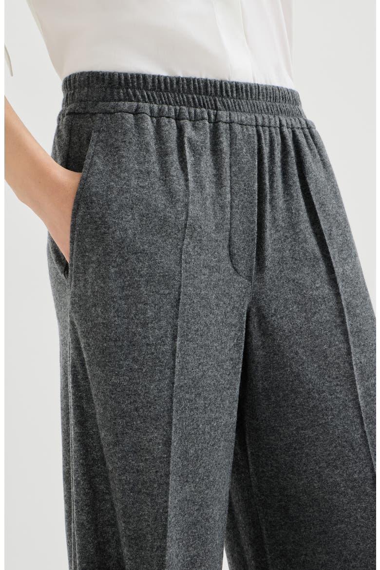 Cashmere jersey pleated wide track trousers, Alternate, color, Anthracite