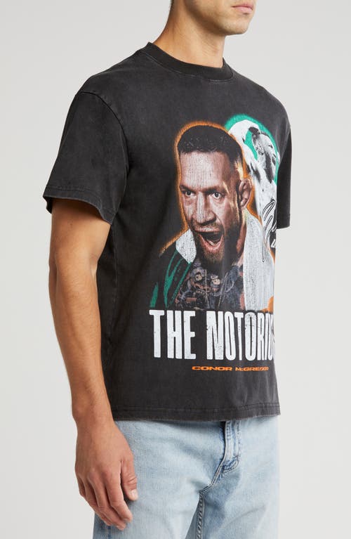 Id Supply Co Ufc Conor Mcgregor Two Division Champ Cotton Graphic T-shirt In Washed Black