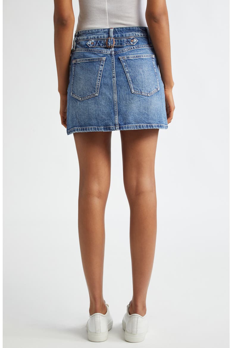 Joss Buckle Back Denim Miniskirt, Alternate, color, NORA ULTRA LIGHT BLUE