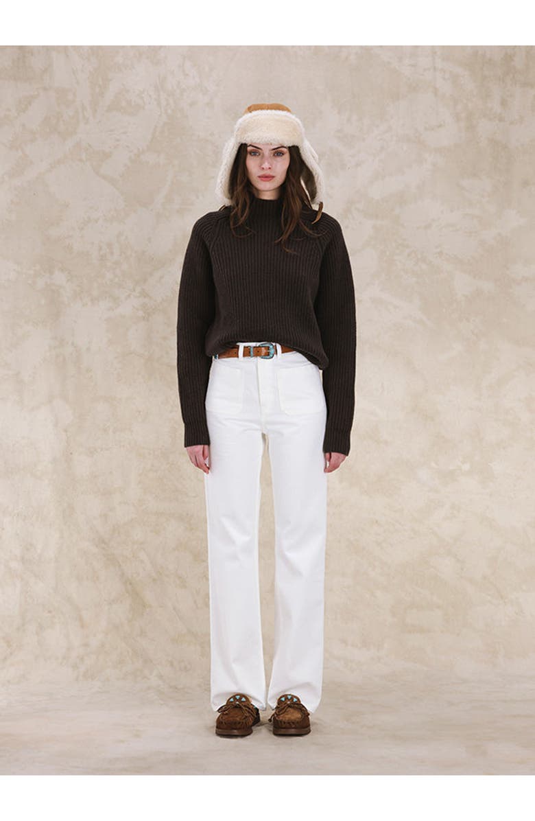 Fortela Leona High Neck Wool and Cashmere Sweater, Alternate, color, Brown