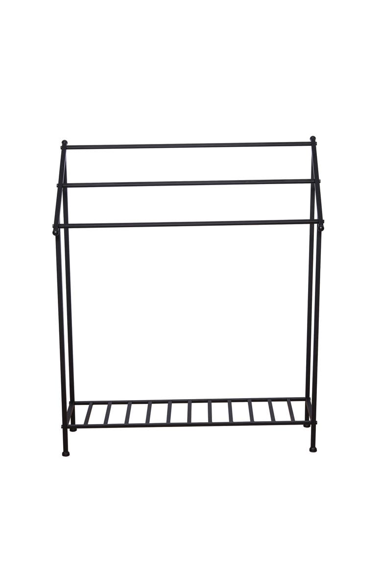 Iron 3-Rung Blanket & Quilt Storage Organizer Rack 30" x 36"", Main, color, Black