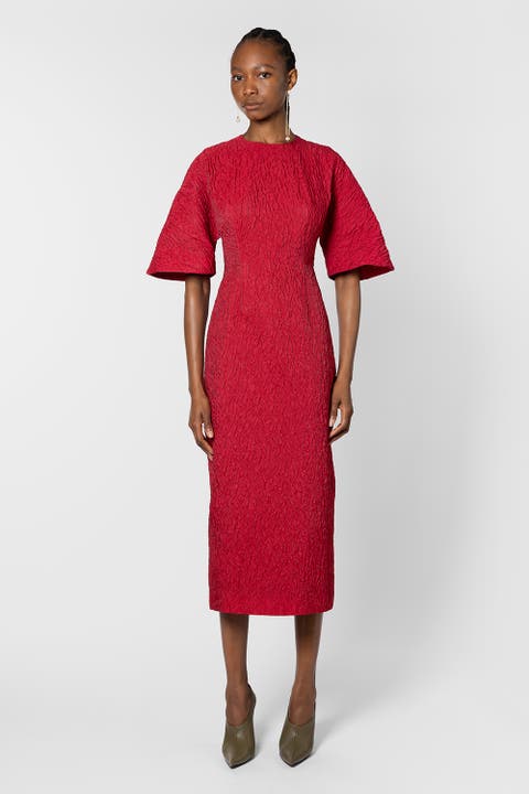 Falah Cloque Textured Midi Dress
