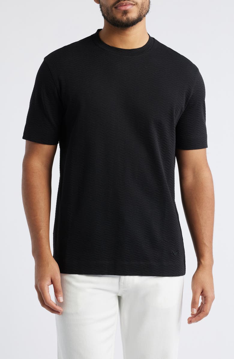 Emporio Armani Tonal Textured Wave Cotton T-Shirt, Main, color, 