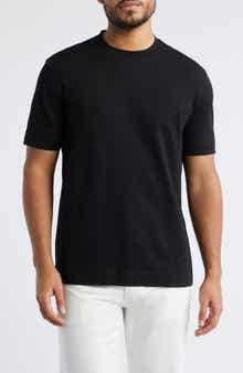 Emporio Armani Tonal Textured Wave Cotton T-Shirt