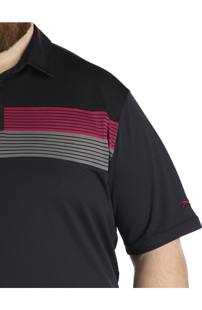 Reebok Big & Tall Colorblocked Striped Polo Shirt, Alternate, color, Very Berry