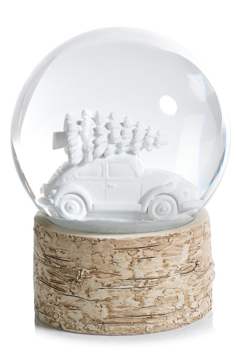 Zodax Tree & Car Snow Globe, Main, color, White/ Beige
