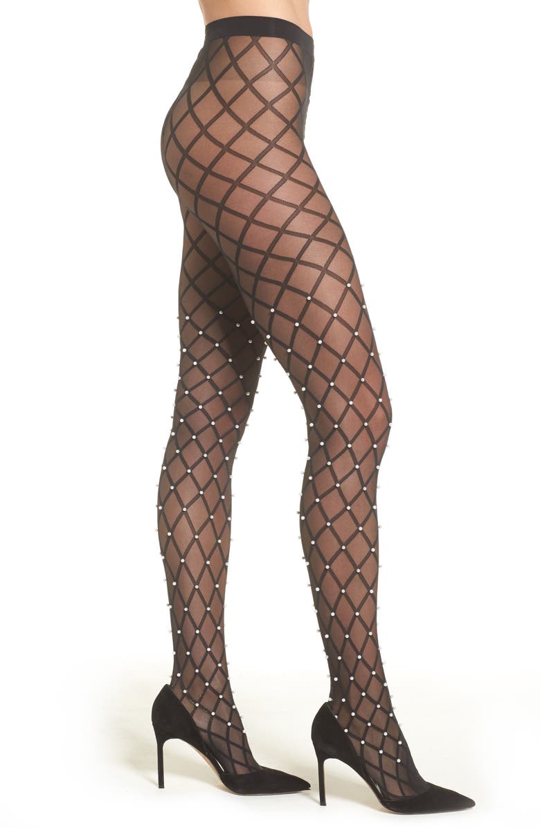 Wolford Beaded Net Tights, Main, color, 