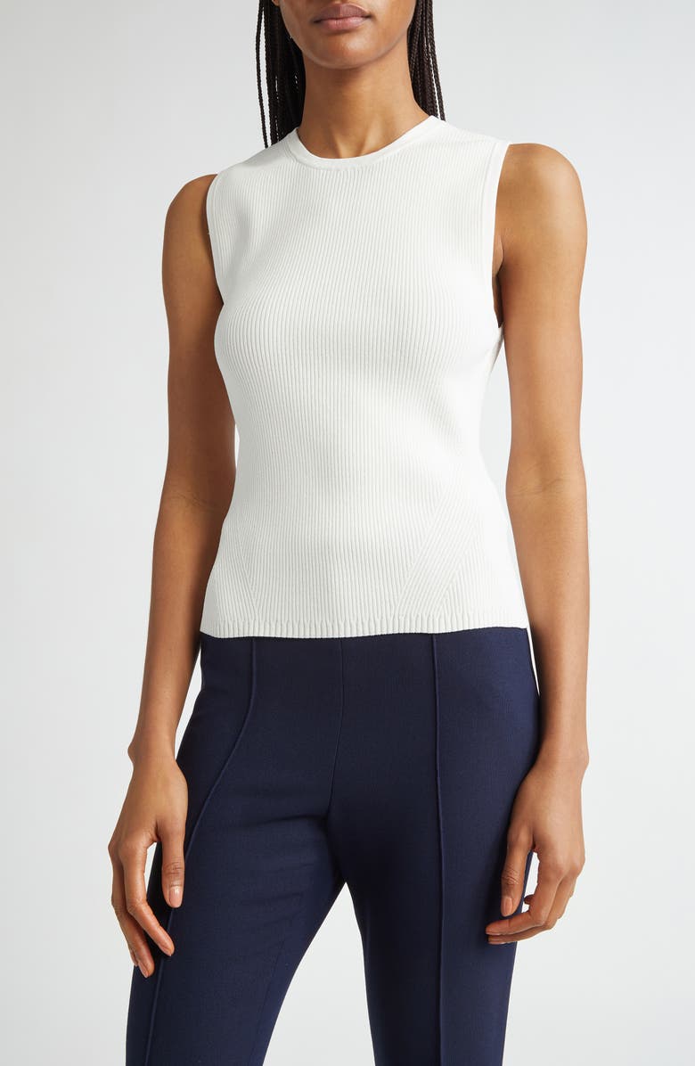 Veronica Beard Rib Sweater Tank, Main, color, Off White