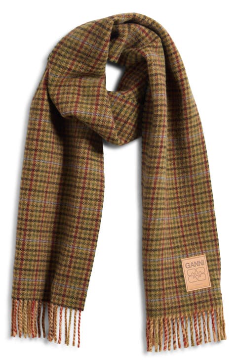 Mini Check Plaid Wool Scarf