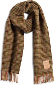 Ganni Mini Check Plaid Wool Scarf