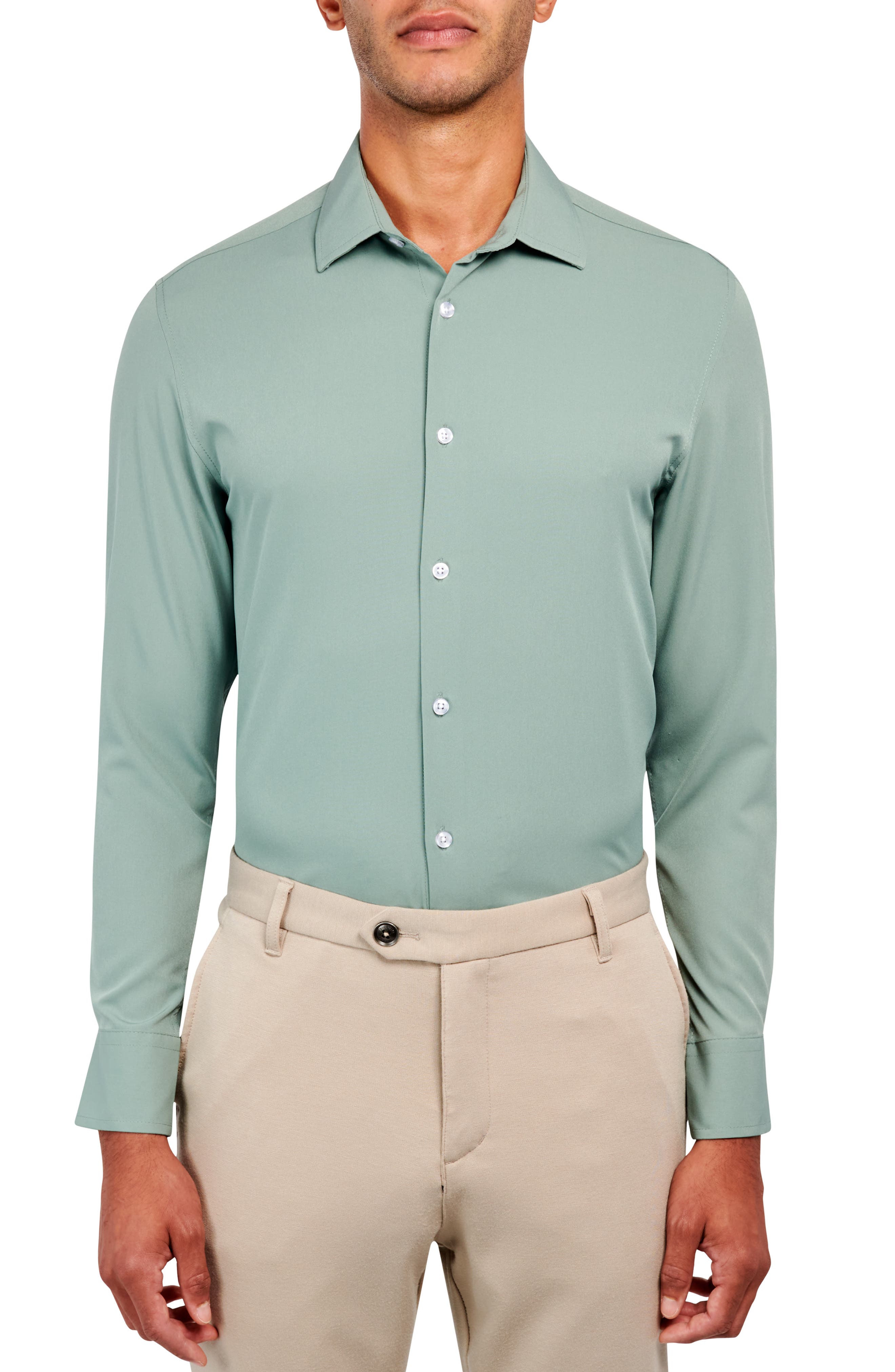 Slim Fit Solid Performance Dress Shirt - image 5