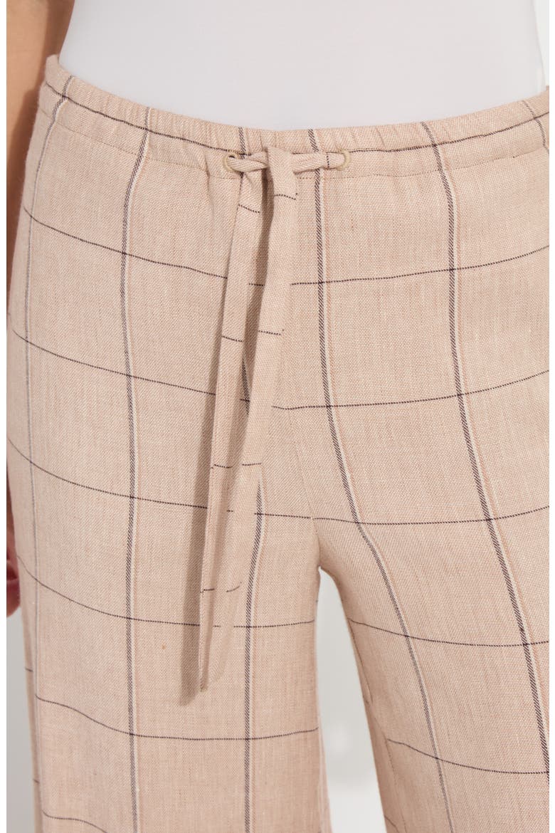 Nixie Check Drawstring Wide Leg Linen Blend Pants, Alternate, color, ISLA CHECK