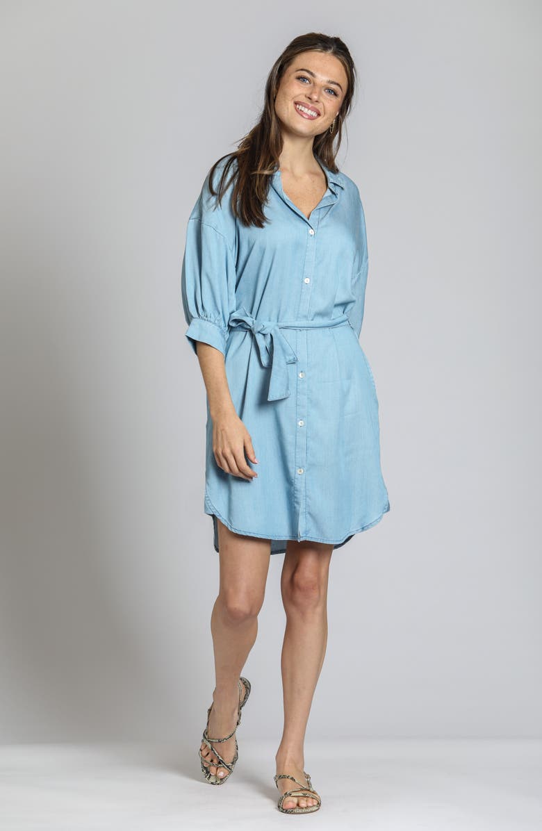 APNY Belted Shirtdress, Alternate, color, Light Indigo