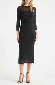 Anne Klein Side Ruched Midi Dress