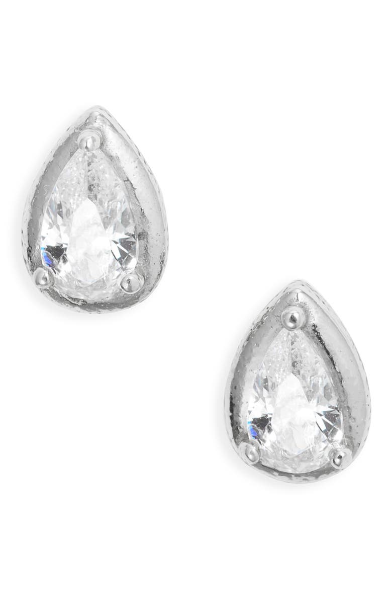 Cubic Zirconia Teardrop Earrings, Main, color, PLATINUM PLATED