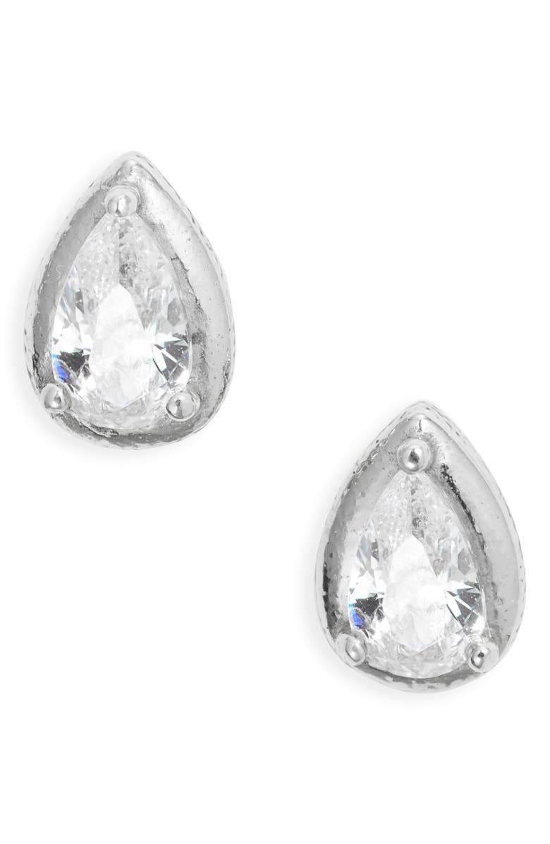 Nordstrom Cubic Zirconia Teardrop Earrings, Main, color, Platinum Plated