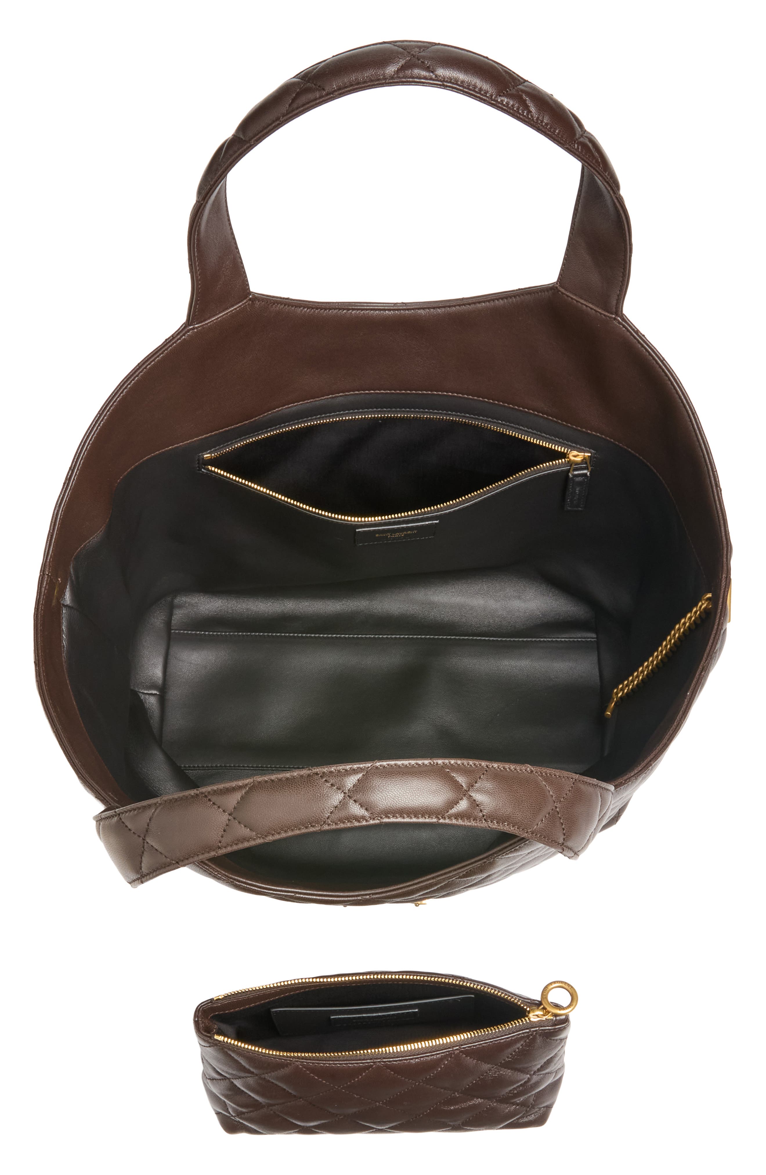 Medium Icare Quilted Shopper, Alternate, color, DARK CHOCOLATE