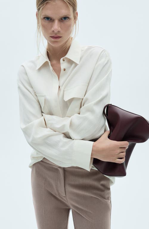 Shop Mango Flare Pants In Medium Brown