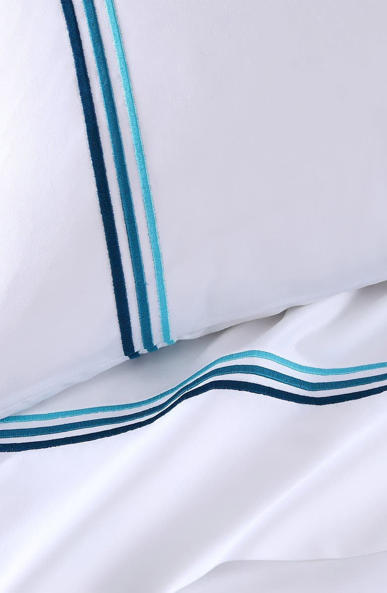 Pure Parima 700 Thread Count Egyptian Cotton Sateen Bratta Embroidery Triple Luxe Sateen 4-Piece Sheet Set, Alternate, color,