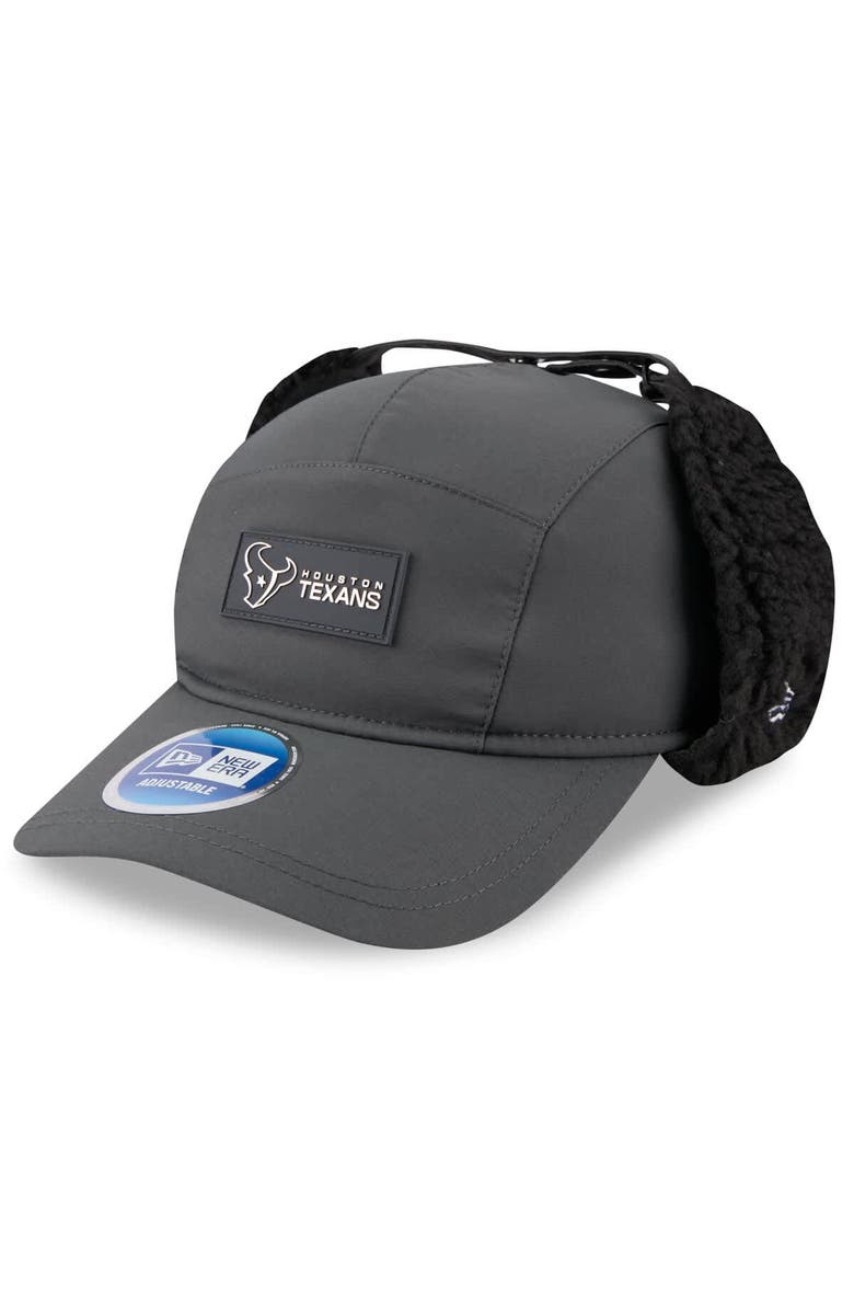 New Era Men's New Era Charcoal Houston Texans 2025 Sideline Cold Weather Runner Dog Ear Adjustable Hat, Main, color, Charcoal