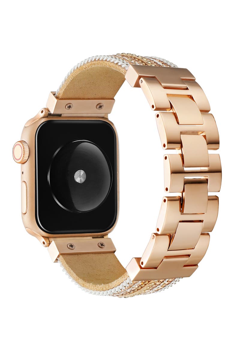 Beaded Apple Watch® Bracelet Watchband, Alternate, color, ROSE GOLD