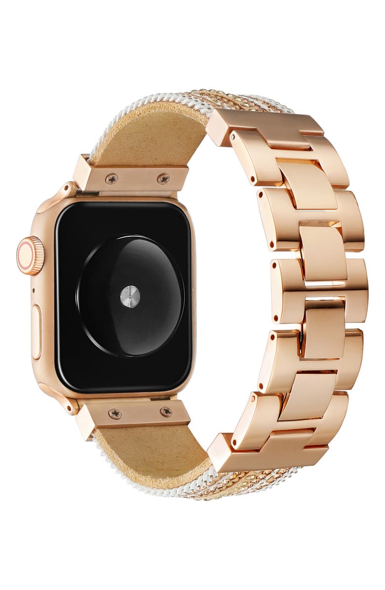 The Posh Tech Beaded Apple Watch<sup>®</sup> Bracelet Watchband, Alternate, color, Rose Gold