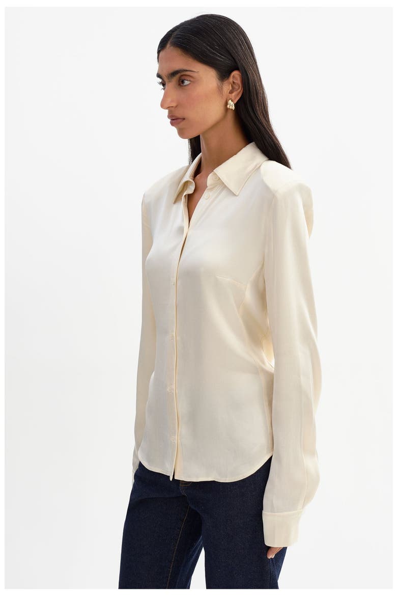 Clarke | Satin Shirt, Alternate, color, Cream