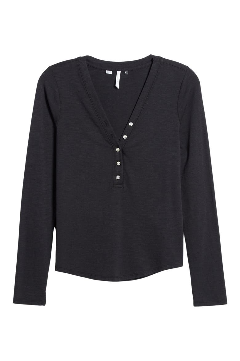 Cloud Stretch Modal & Cotton Henley, Alternate, color, BLACK