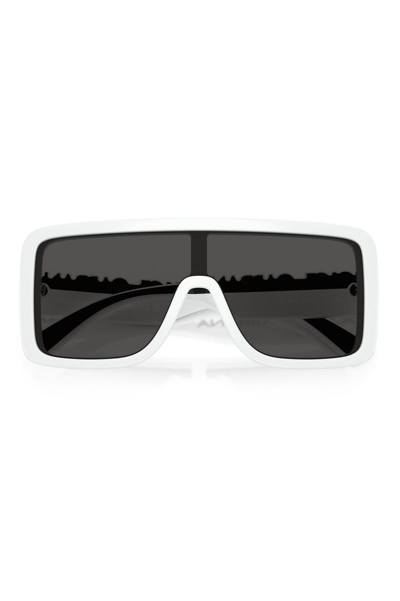 134mm Rectangular Shield Sunglasses, Alternate, color, WHITE / DARK GREY