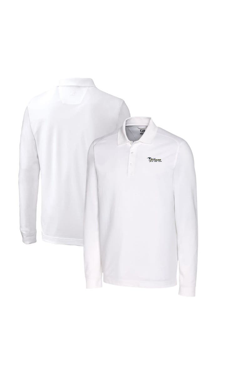 Cutter & Buck Men's Cutter & Buck White New York Jets Advantage Tri-Blend Pique Big & Tall Long Sleeve Throwback Polo, Main, color, 