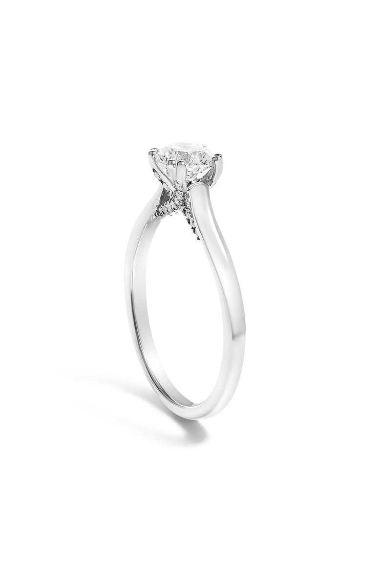 14K White Gold 7/8 Cttw Lab Grown Diamond Solitaire Cathedral Style Engagement Ring, Alternate, color, White