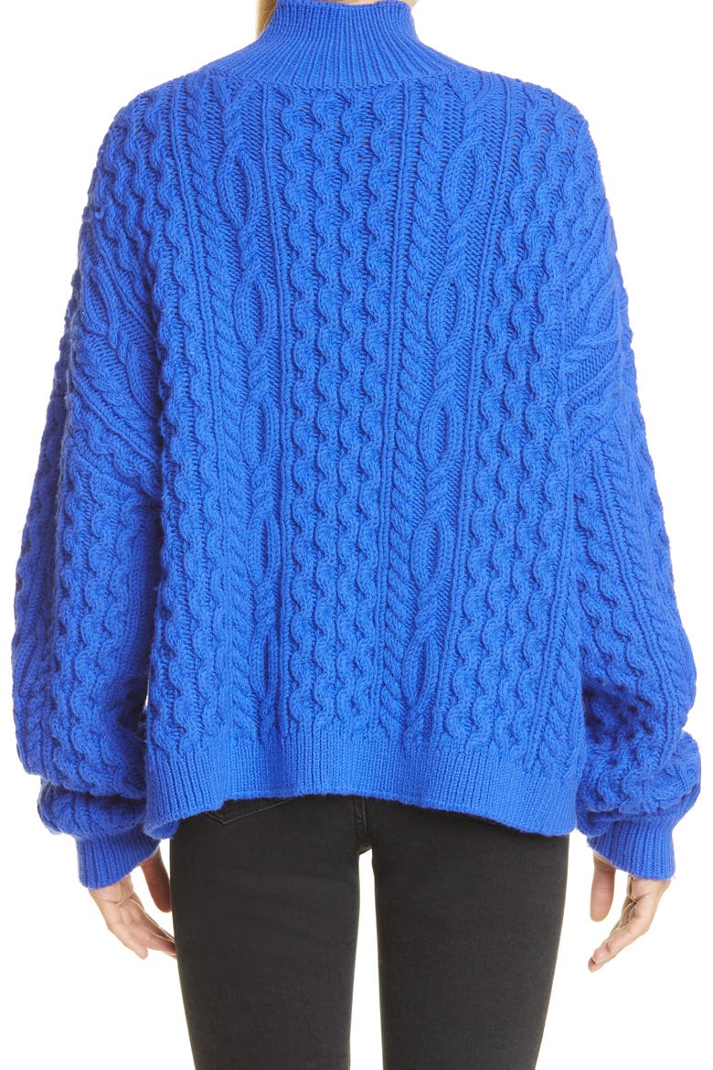 Oversize Cable Knit Sweater, Alternate, color, COBALT
