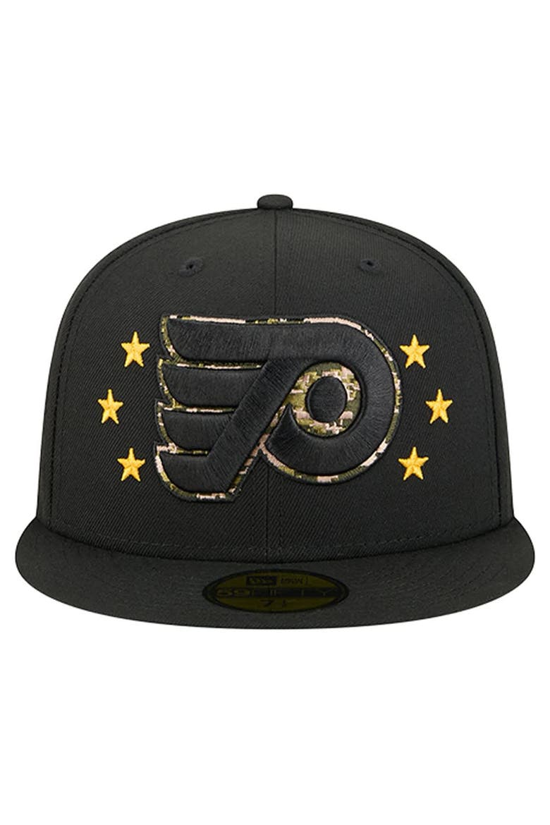 Men's New Era  Black Philadelphia Flyers Military Appreciation Digital Camo Stars 59FIFTY Fitted Hat, Alternate, color, Black