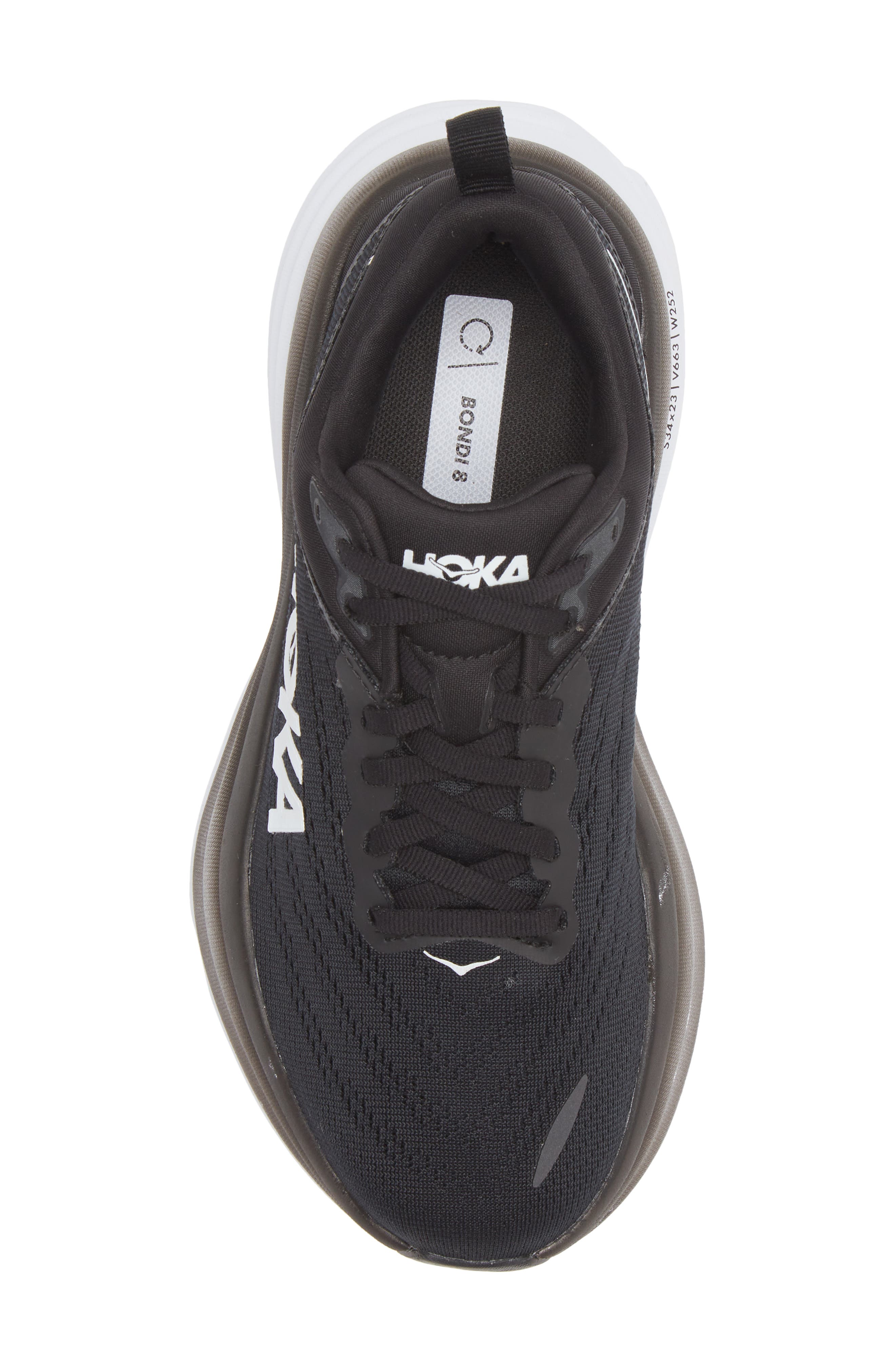 HOKA Bondi 8 Running Shoe, Alternate, color, Black / White